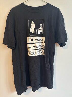 I’d Rather be Watching The Office Black White Short Sleeve Cotton Tshirt Size XL